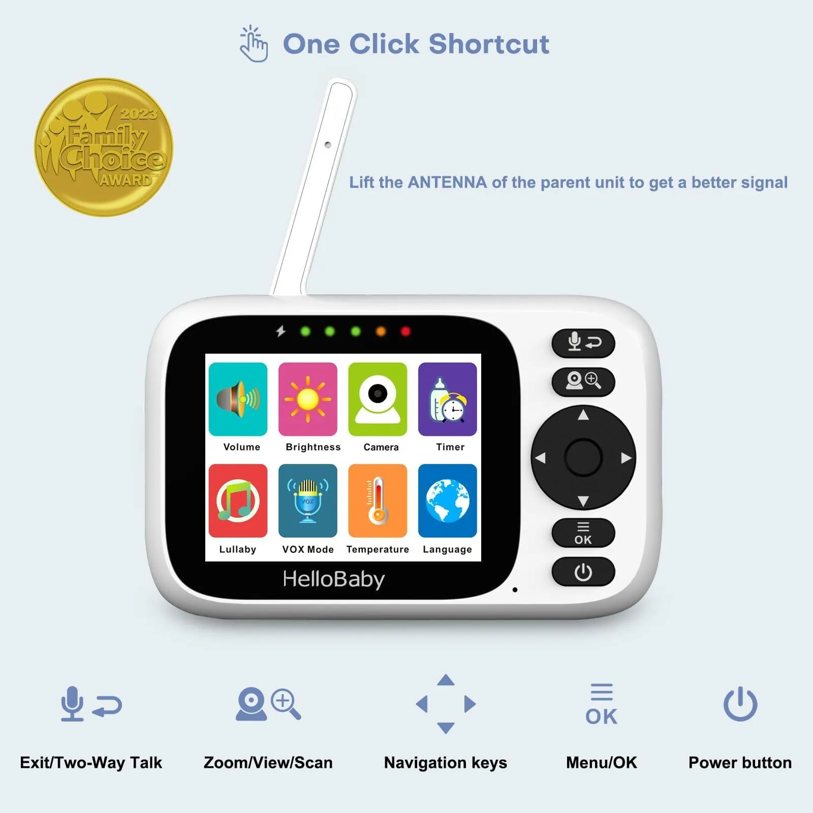 HelloBaby Baby Monitor with 1 Camera,3.2 Inch IPS Screen Video.