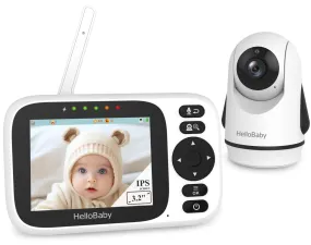 HelloBaby Baby Monitor with 1 Camera,3.2 Inch IPS Screen Video.