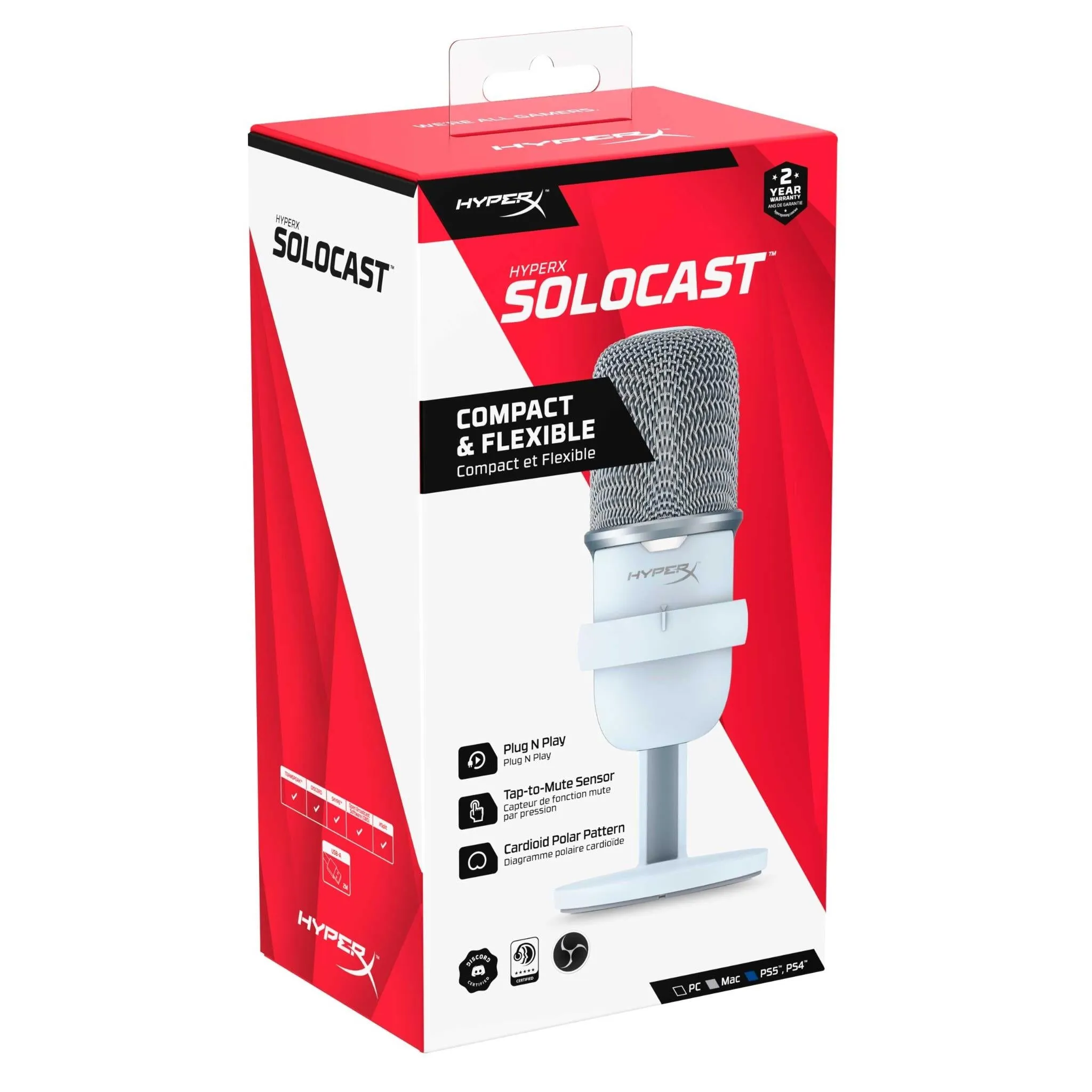HyperX Solocast USB Condenser Gaming Microphone (White)