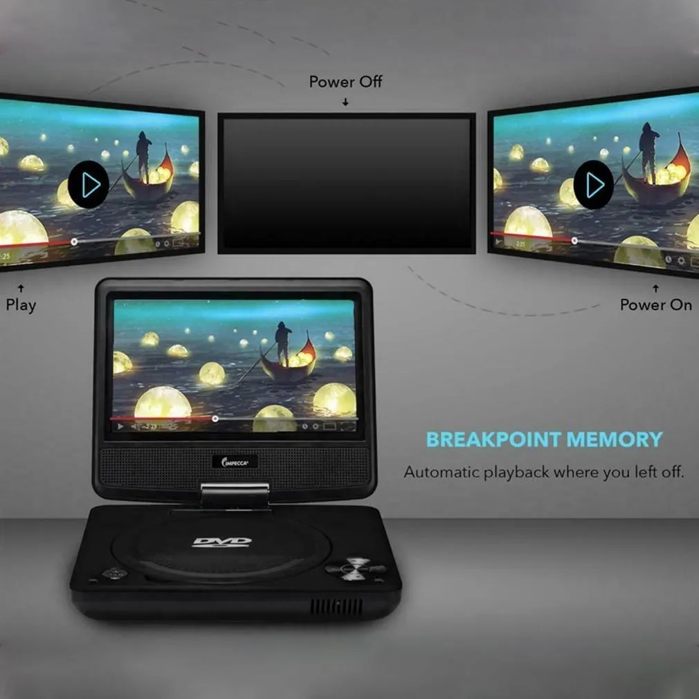 Impecca DVP-772K 7-inch Swivel Screen DVD Player