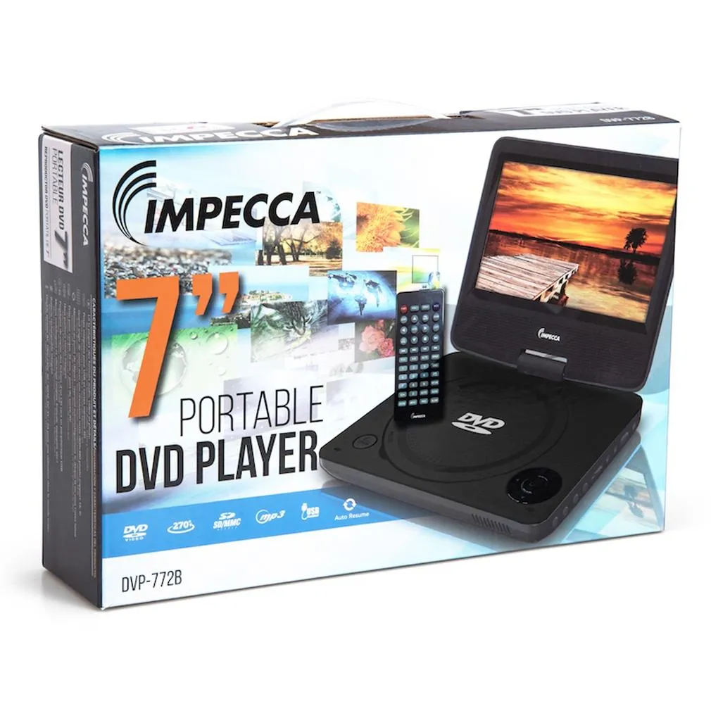 Impecca DVP-772K 7-inch Swivel Screen DVD Player