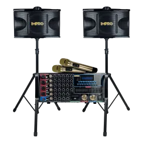 ImPro Epic Party Bundle 1 with Mixing Amplifier, Speakers, Microphones, and Accessories (5 Items)