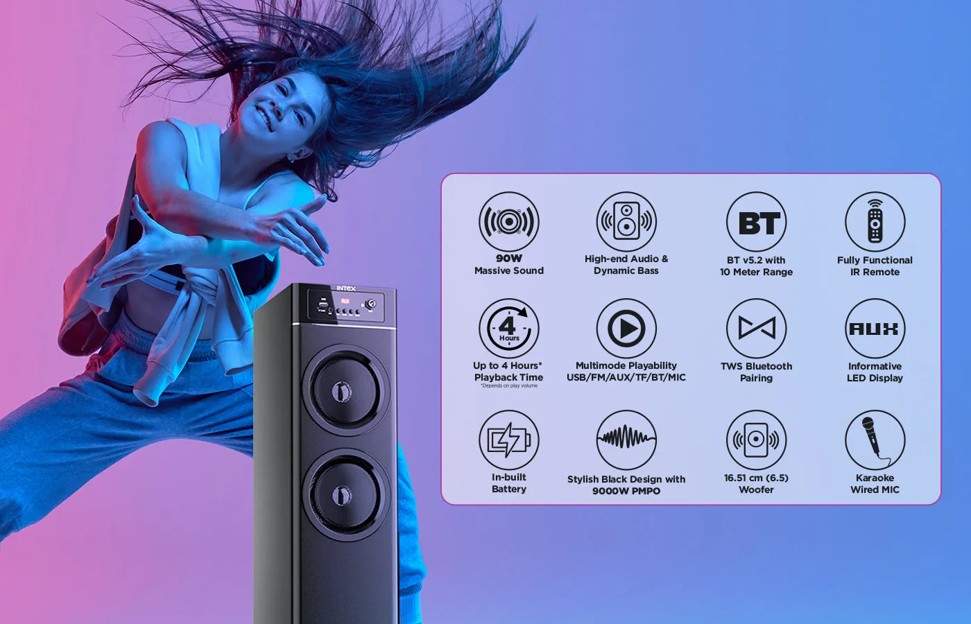 IT Batt 9000 90W Tower Speaker