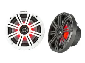 Kicker 45KM654L 390W 4-Ohm 6.5" 6-1/2 Coaxial Marine Speakers w/ LED Lights
