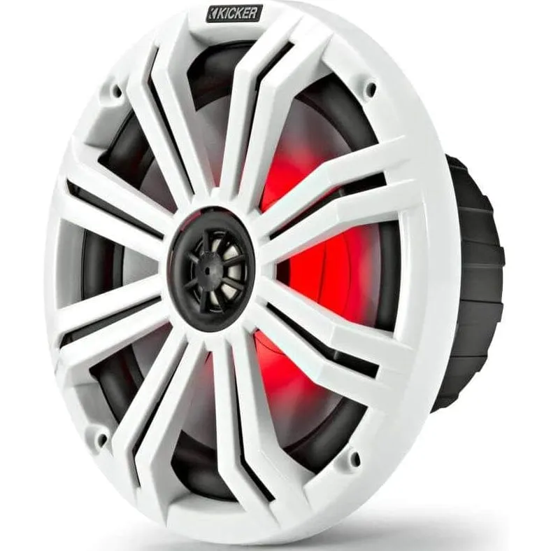 KICKER Pair 45KM84L 8" 600 Watt Marine Boat Waterproof Speakers w/LED's KM8  (Refurbished)