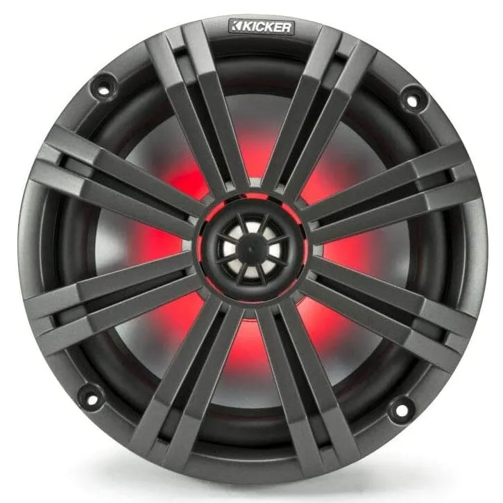 KICKER Pair 45KM84L 8" 600 Watt Marine Boat Waterproof Speakers w/LED's KM8  (Refurbished)