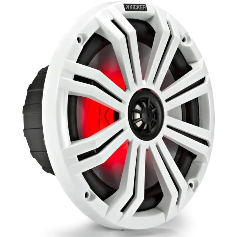 KICKER Pair 45KM84L 8" 600 Watt Marine Boat Waterproof Speakers w/LED's KM8  (Refurbished)