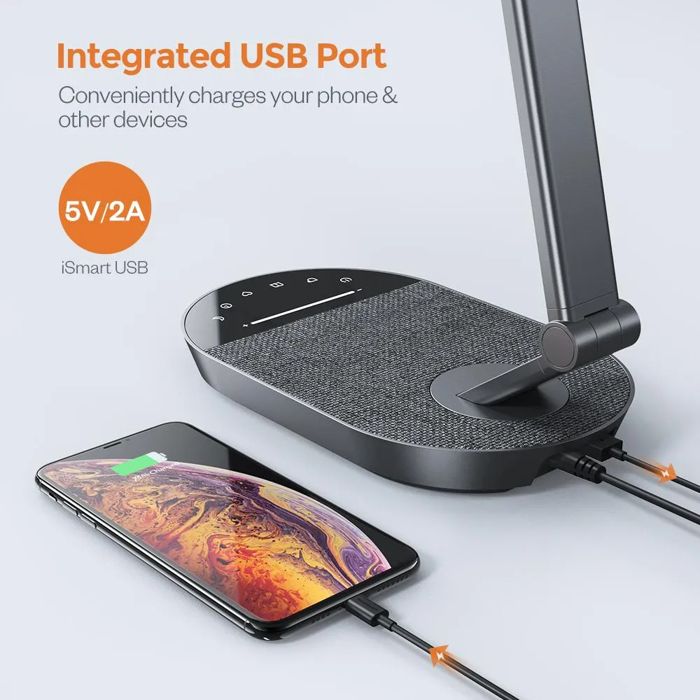 LED Hightech Desk Lamp 56, Large, Luxury Aluminum Alloy, with Super Fast Charging port