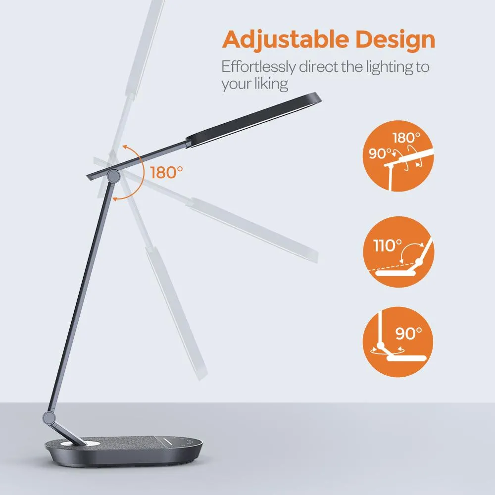 LED Hightech Desk Lamp 56, Large, Luxury Aluminum Alloy, with Super Fast Charging port