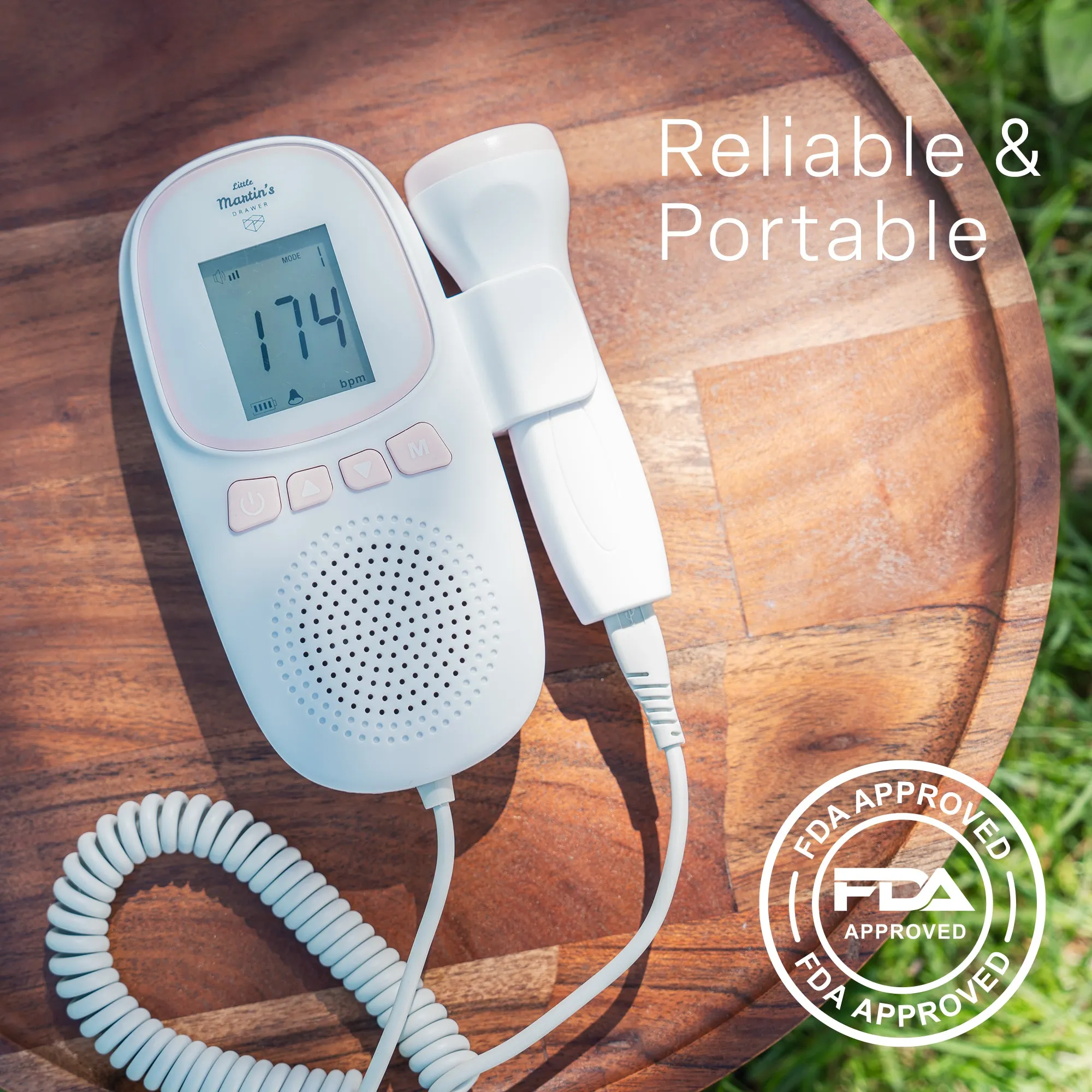 Little Martin's Portable Fetal Doppler - Hear Your Baby's Heartbeat Anytime - Rechargeable Batteries by USB - FDA Cleared