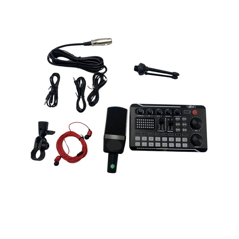 Live Streaming Microphone Tripod Stand And Sound Card Set Q-Sk555