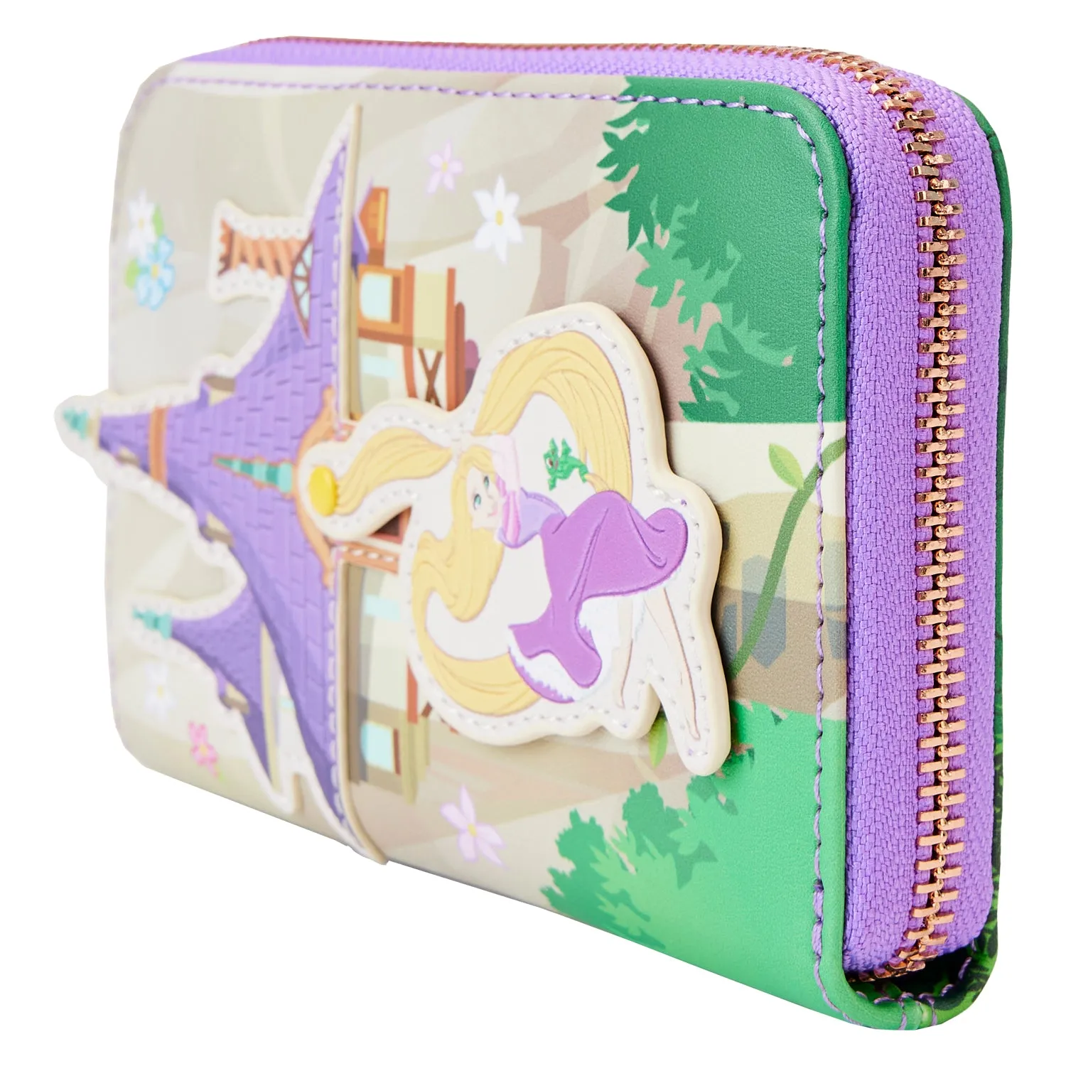 Loungefly x Disney Tangled Rapunzel Swinging From Tower Zip Around Purse