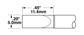 Metcal STTC-165 700 Series Long Reach Chisel Long Cartridge, 5.0 x 11.4mm