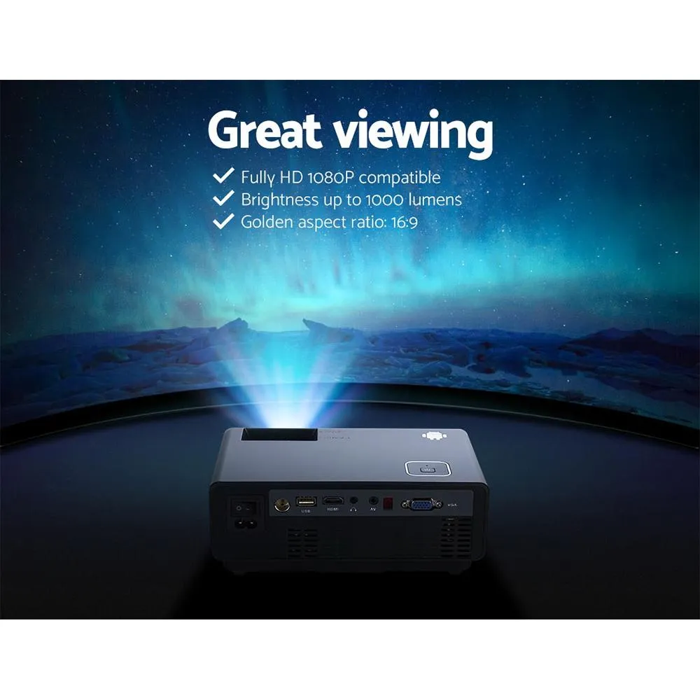 Mini Video Projector Wifi USB Portable 1000 Lumens HD 1080P Home Theater