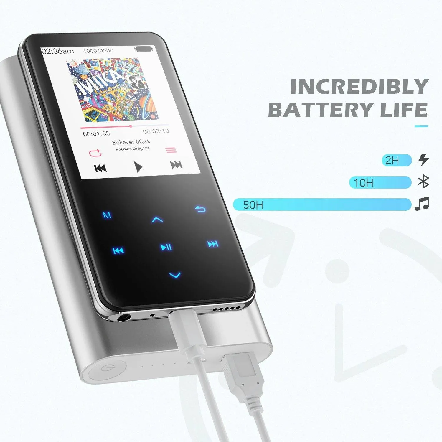 MP3 Player with 2.4in Screen Bluetooth 4.1/16GB/T01 Black