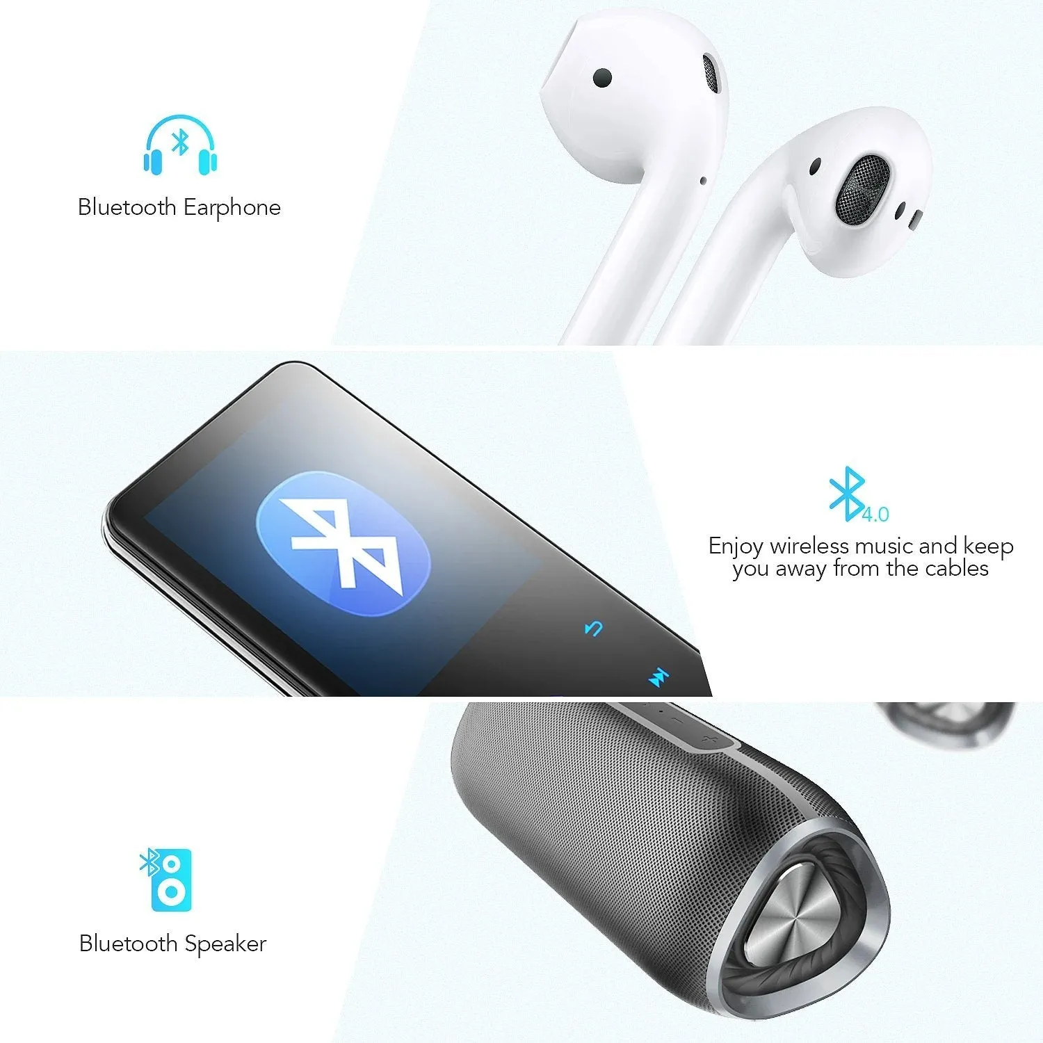 MP3 Player with 2.4in Screen Bluetooth 4.1/16GB/T01 Black