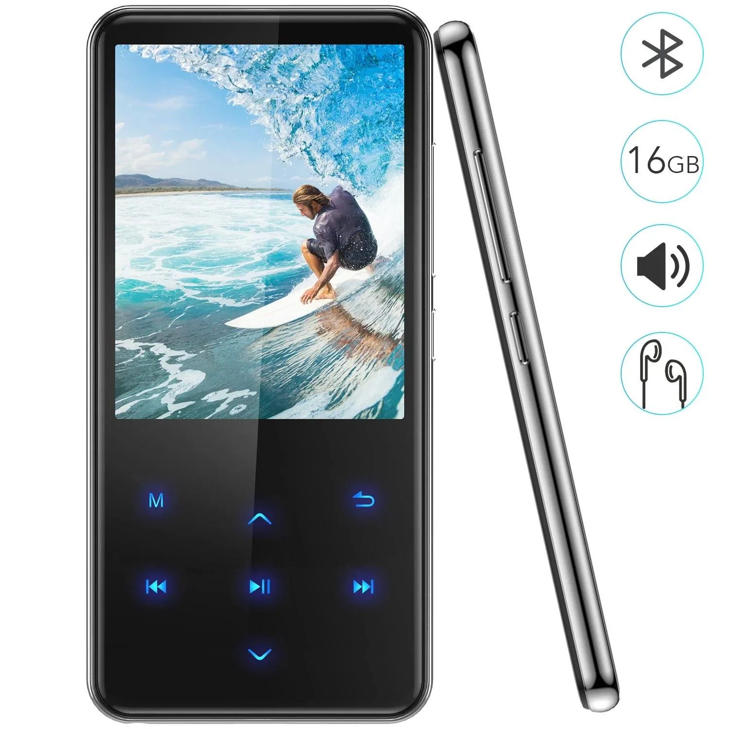 MP3 Player with 2.4in Screen Bluetooth 4.1/16GB/T01 Black