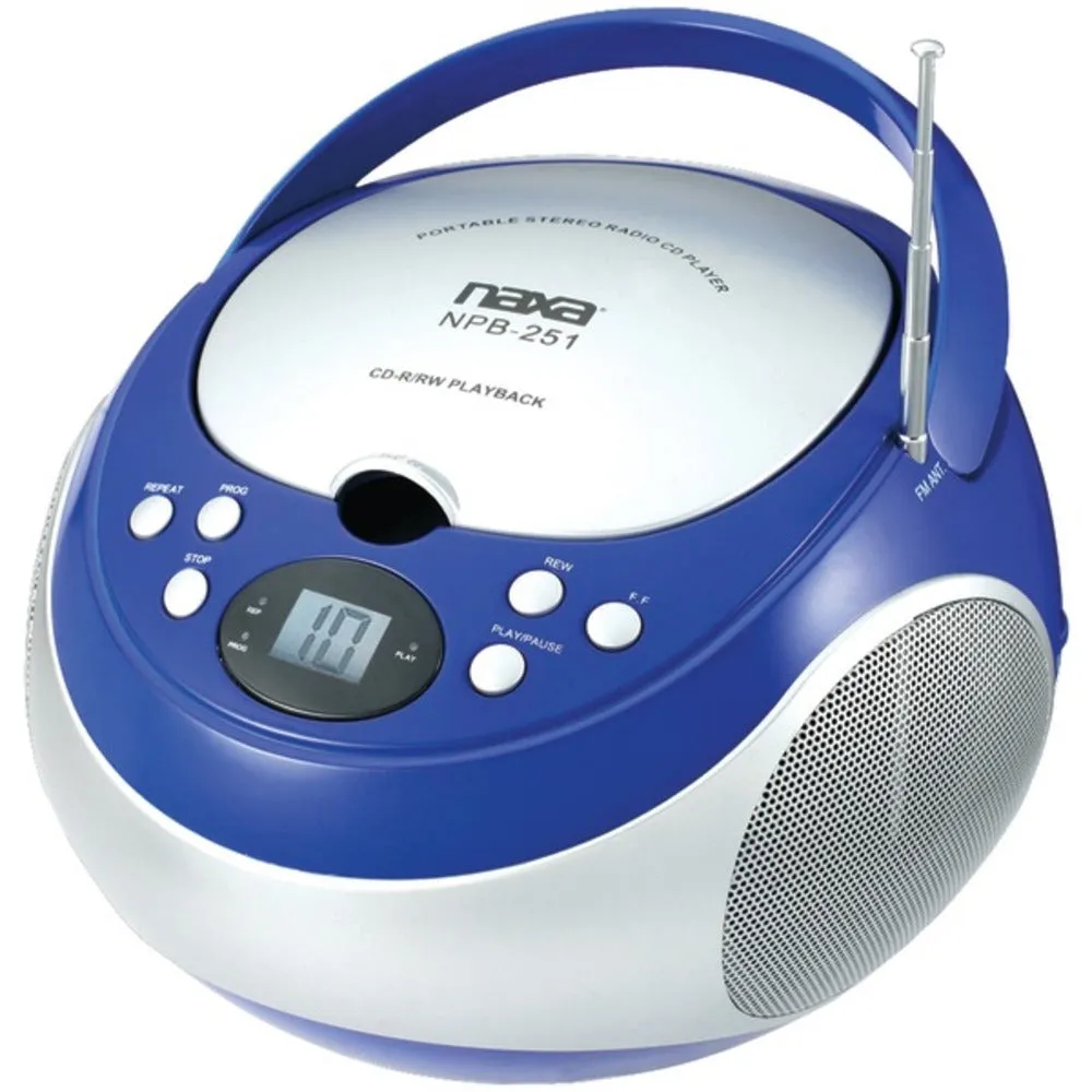 Naxa NPB251BL Portable CD Player with AM/FM Radio (Blue)