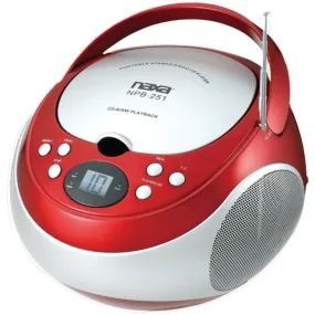Naxa NPB251RD Portable CD Player with AM/FM Radio (Red)