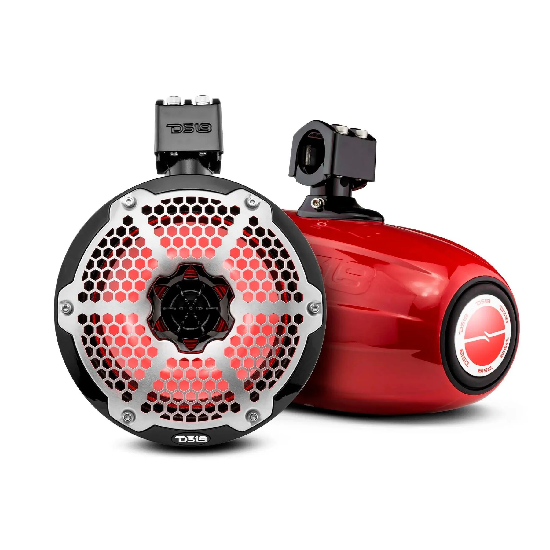 NXL 8" Neodymium Marine and Powersports Towers with Built-in Passive Radiator, 1" Driver and LED RGB Lights 180 Watts Rms