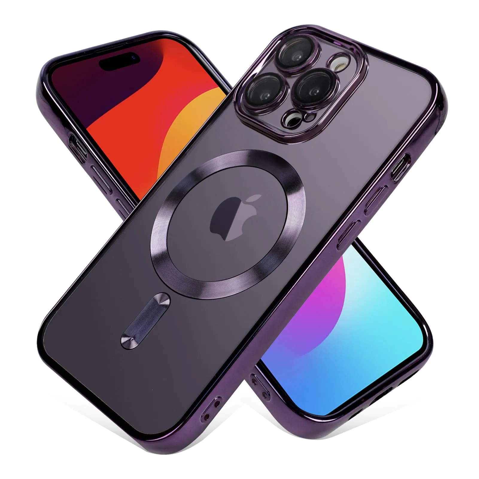 OOK Phone Case Made for iPhone 12 Pro Max (6.7 Inch) with Camera Lens Protector (Compatible with MagSafe) Anti-Scratch Shockproof Electroplated Slim Phone Cover for Women Men - Purple