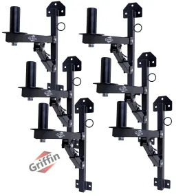 PA Speaker Wall Mount Bracket Stands (6 PACK) by GRIFFIN - All-Steel Pro-Audio 35mm Pole Holders with Securing Locking Pin & 3-Level Tilt Adjustments - DJ On-Stage Studio Monitor Holders