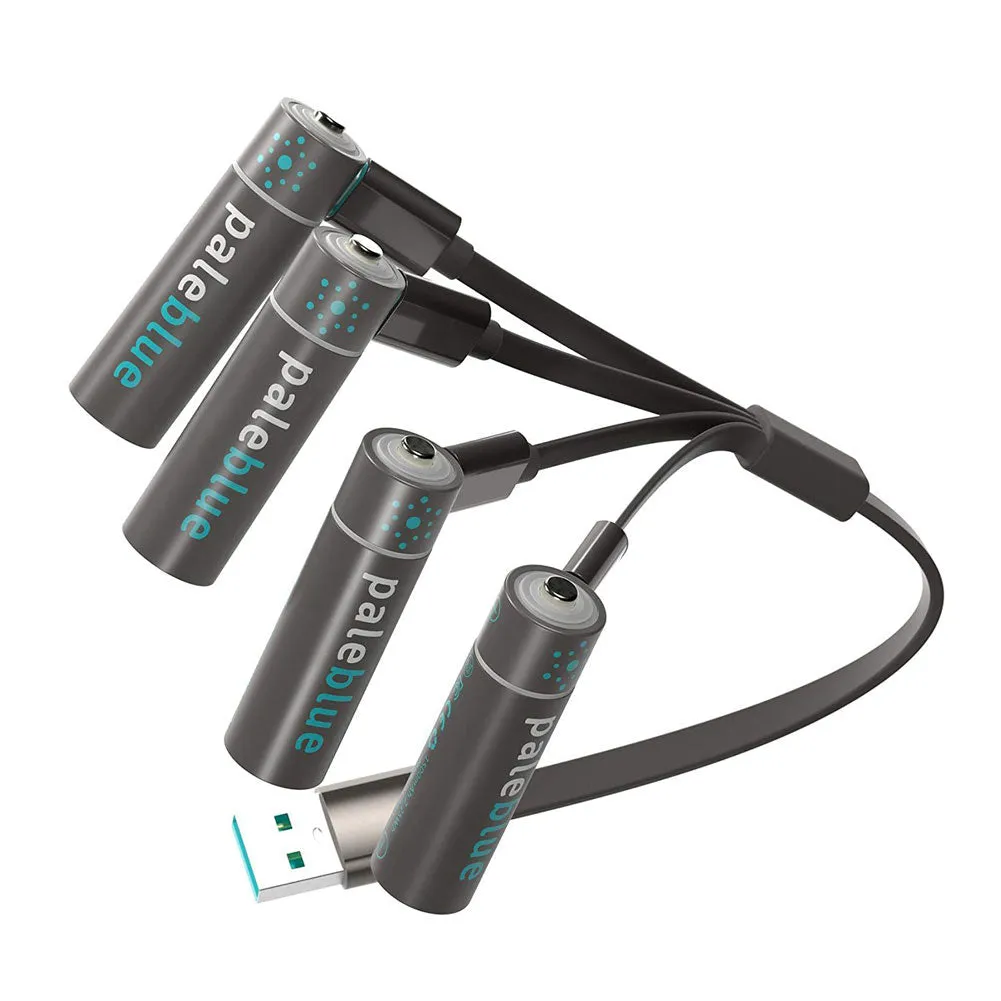PaleBlue AA Lithium Ion USB-C Rechargeable Batteries (4 Pack)