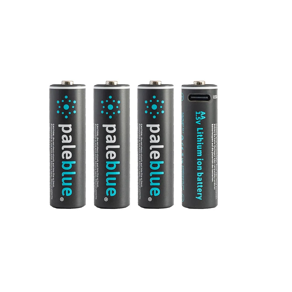 PaleBlue AA Lithium Ion USB-C Rechargeable Batteries (4 Pack)