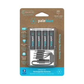 PaleBlue AA Lithium Ion USB-C Rechargeable Batteries (4 Pack)