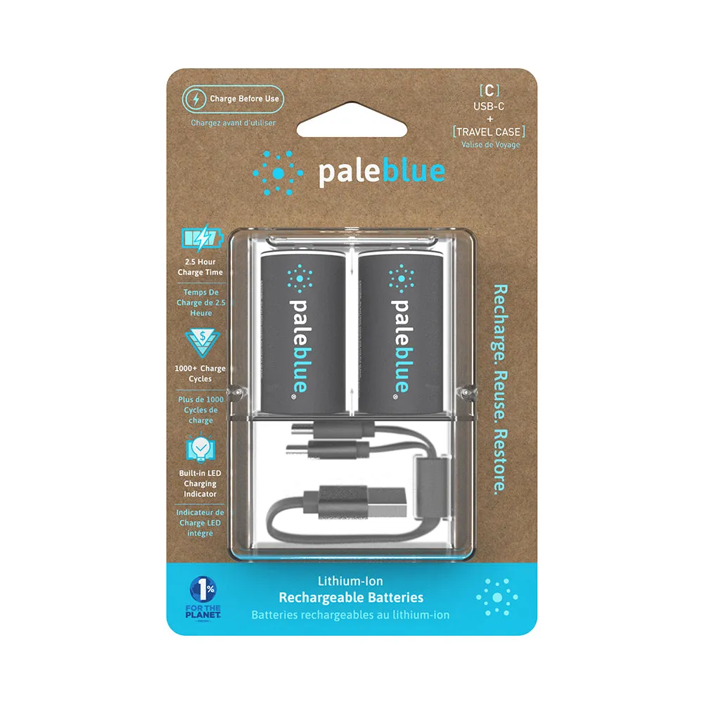 PaleBlue C Lithium Ion USB-C Rechargeable Batteries (2 Pack)