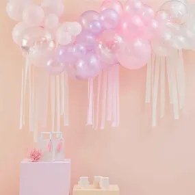 Pastel Balloon Arch Backdrop & Streamers