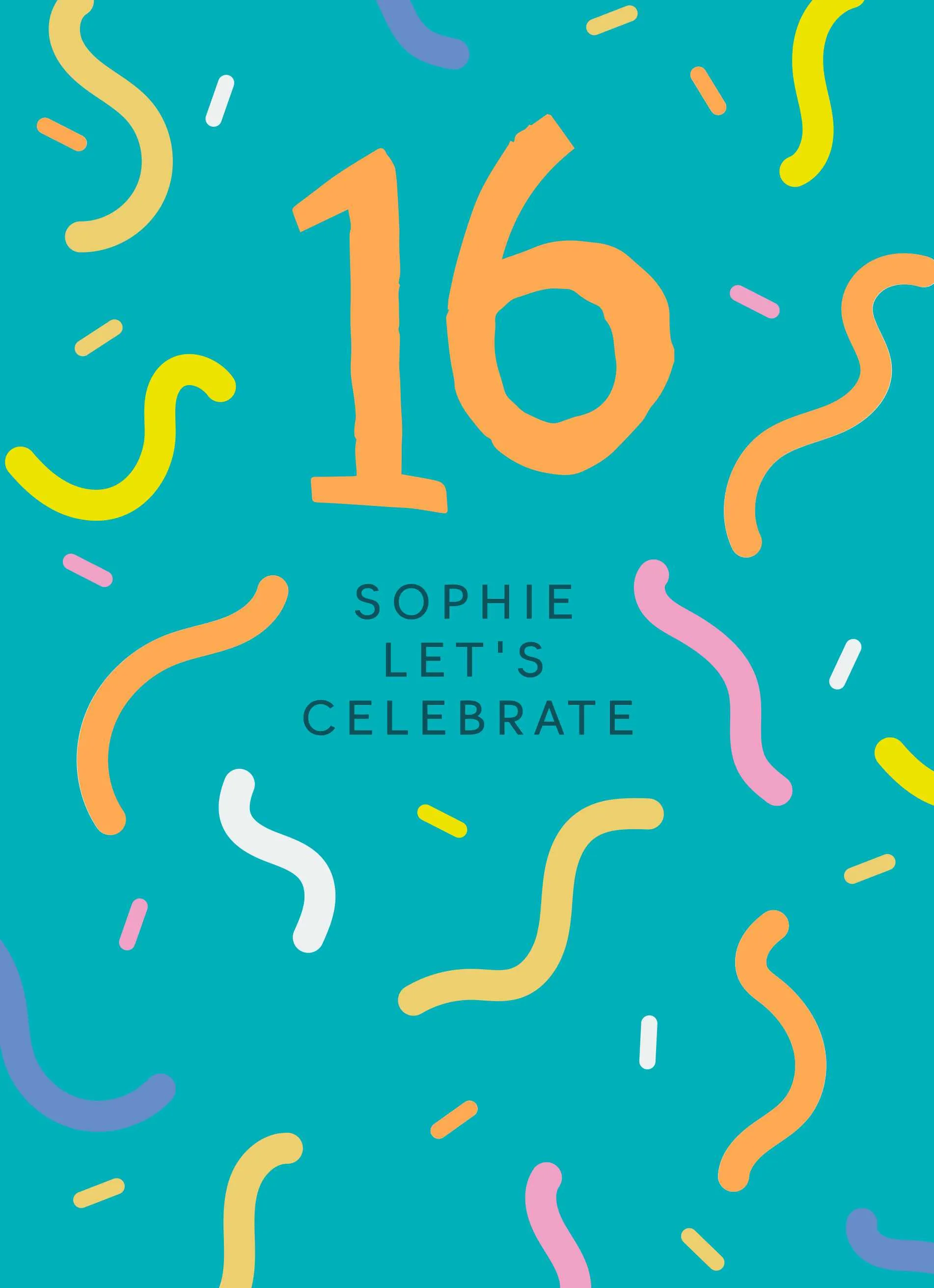 Personalised 16th Birthday Confetti Streamers Card
