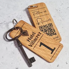 Personalised QR Code Keyring I Custom Wooden Scanable Website Keyring I Engraved Business QR Code Keychain