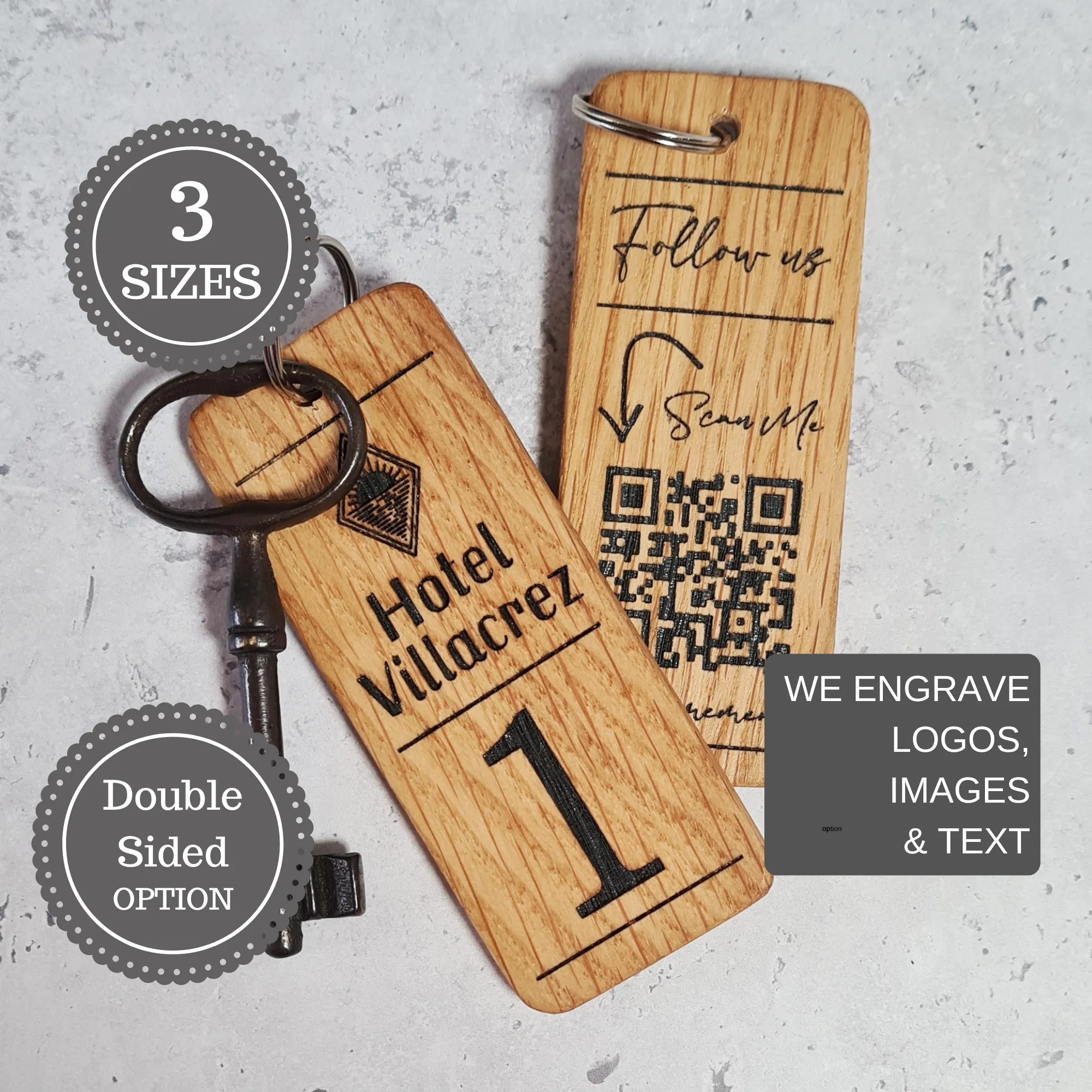 Personalised QR Code Keyring I Custom Wooden Scanable Website Keyring I Engraved Business QR Code Keychain