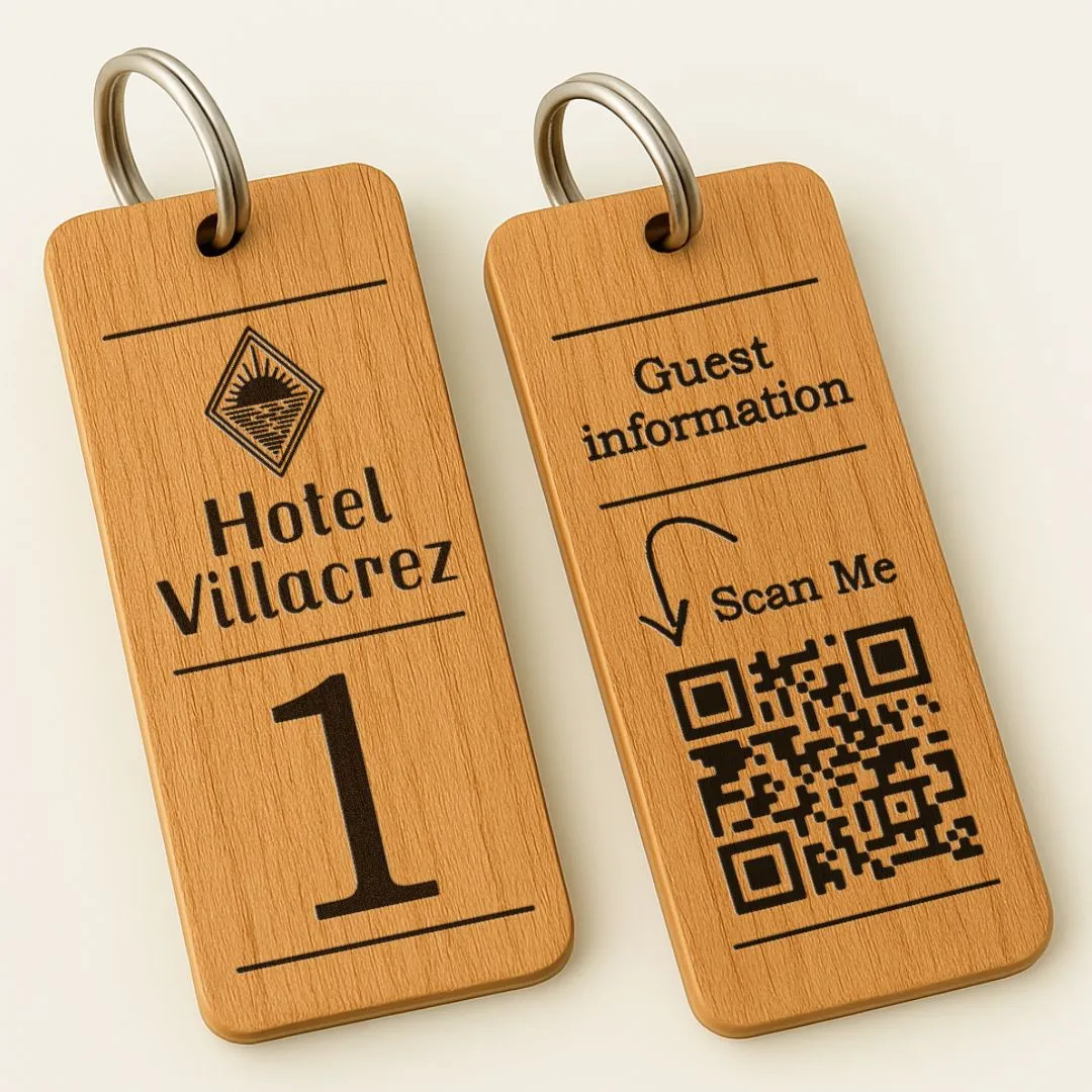 Personalised QR Code Keyring I Wooden Scanable Website Keyring I Custom QR Code Keychain