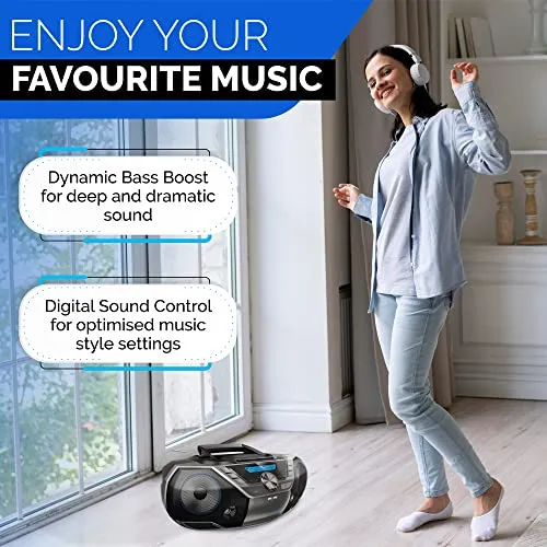 Philips Powerful Boombox with CD, Bluetooth, Cassette, Radio & USB / MP3/ AUX Input.