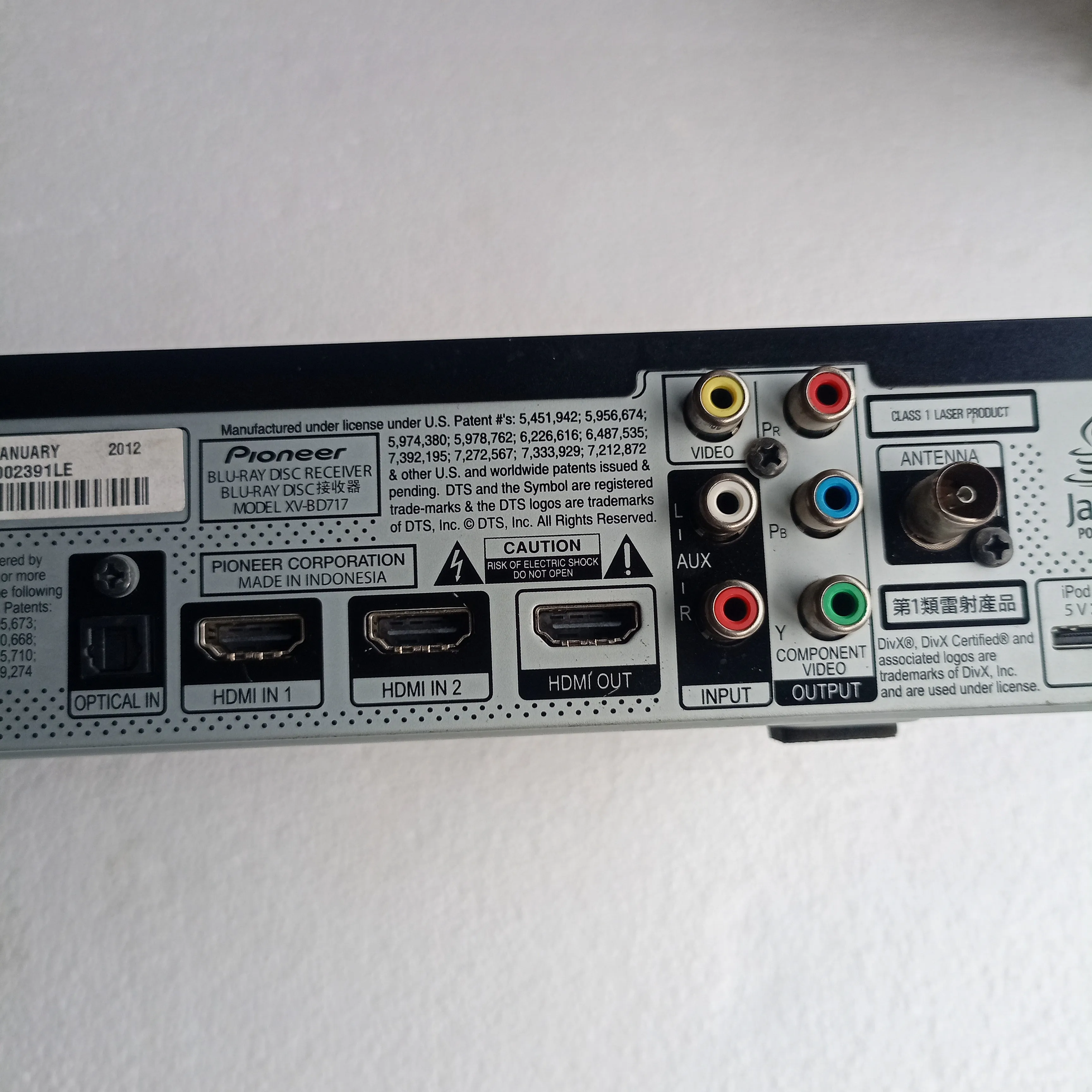PIONEER XV-BD707 5.1Ch 1000Watts Bluetooth 3D Blu-Ray DVD Home Theater Machine Head - London Used