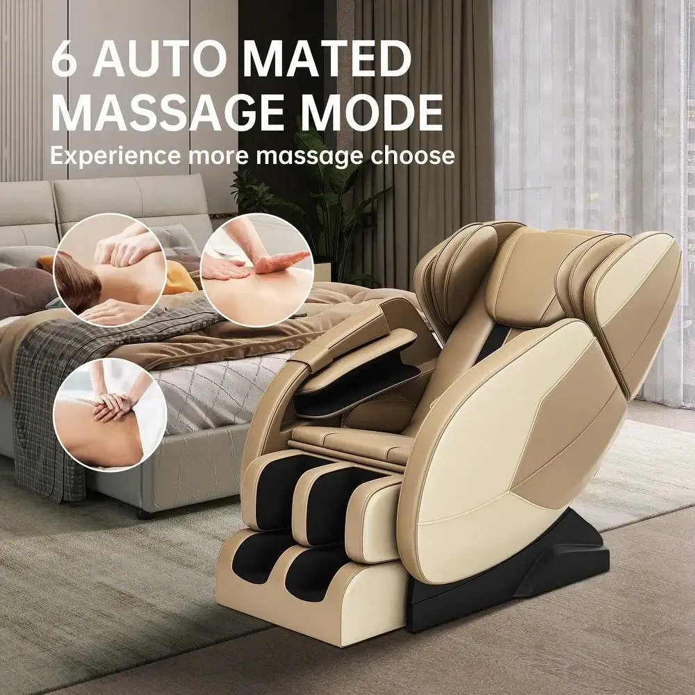 Premium Full Body Massage Chair with Zero Gravity and Bluetooth Audio - Khaki