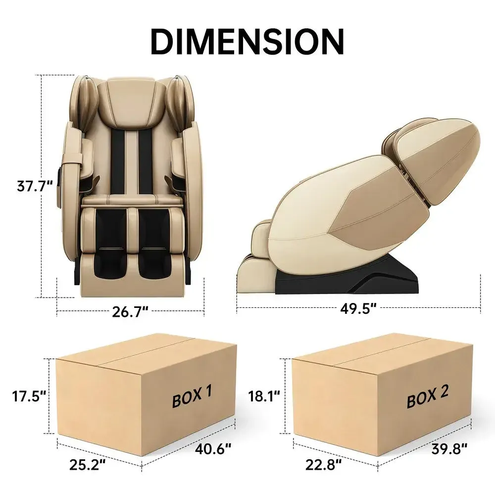 Premium Full Body Massage Chair with Zero Gravity and Bluetooth Audio - Khaki
