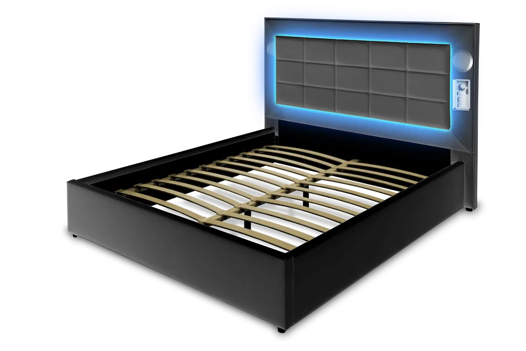 Professional Bluetooth Queen Headboard & Frame with USB Charging Ports