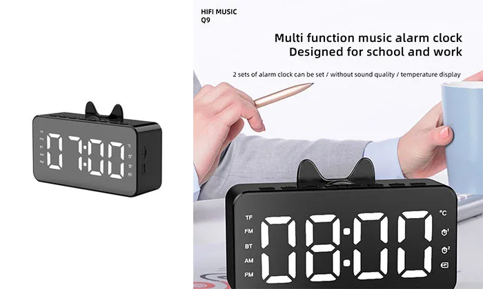 Q9 BT Clock Digital Speaker - Black