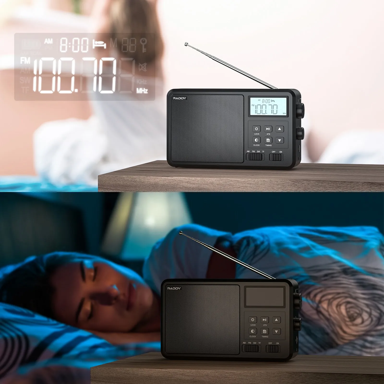 Raddy RF206 Shortwave Radio | FM/AM/SW | 8W Speaker | LCD Display | Bluetooth 5.0 | TF Card/USB Play