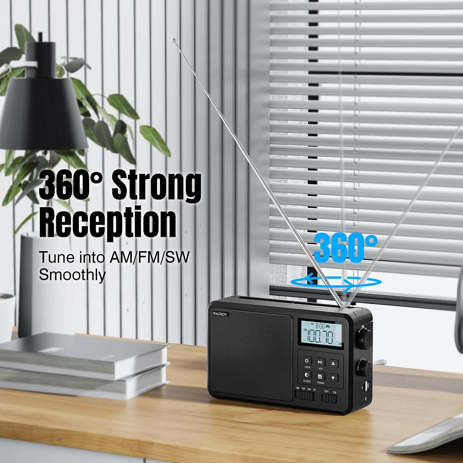 Raddy RF206 Shortwave Radio | FM/AM/SW | 8W Speaker | LCD Display | Bluetooth 5.0 | TF Card/USB Play