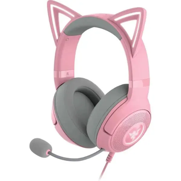 Razer Kraken Kitty Ears V2 Wired RGB Headset 40mm Drivers 7.1 Sound - Pink