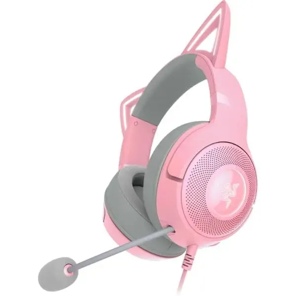 Razer Kraken Kitty Ears V2 Wired RGB Headset 40mm Drivers 7.1 Sound - Pink