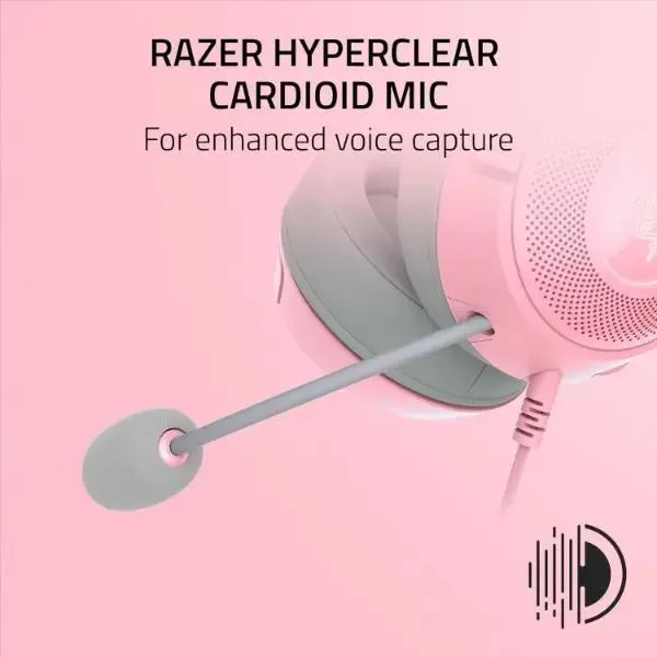 Razer Kraken Kitty Ears V2 Wired RGB Headset 40mm Drivers 7.1 Sound - Pink