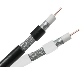 RG6 Cable Dual Shield CM Coaxial Cable, 18 AWG CCS, AL Foil Bonded   60% AL Braid, 1000', Black or White