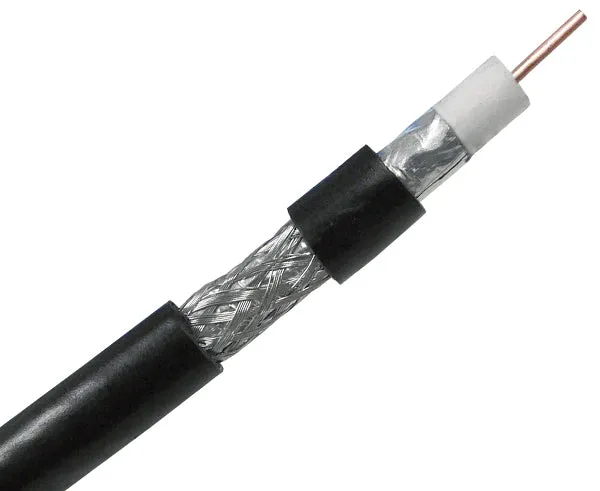 RG6 Cable Dual Shield CM Coaxial Cable, 18 AWG CCS, AL Foil Bonded   60% AL Braid, 1000', Black or White