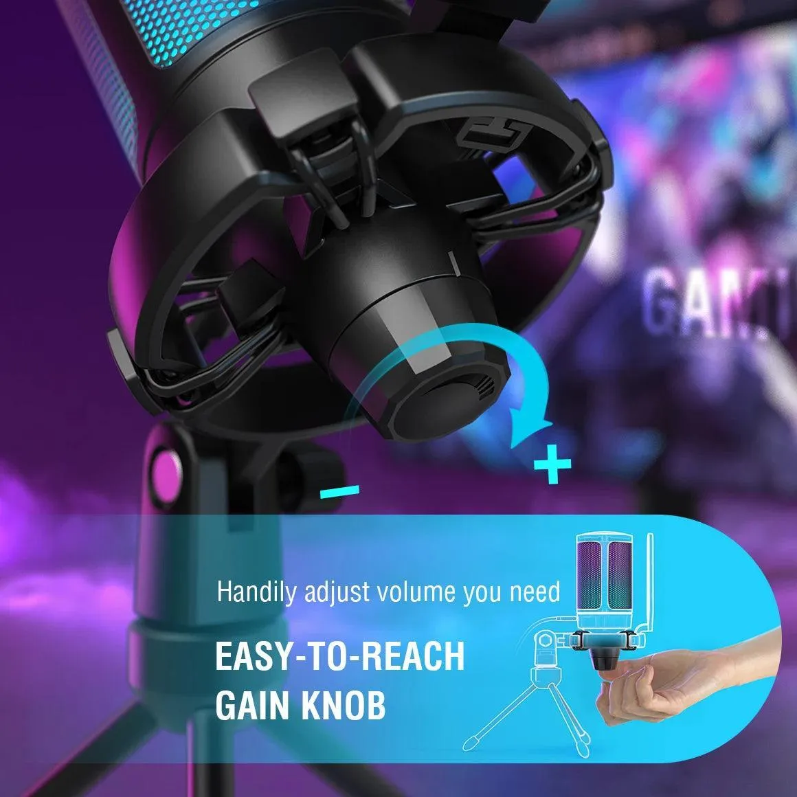 RGB Tap-to-Mute Gaming Microphone with Pop Filter and Crystal-Clear Audio Quality