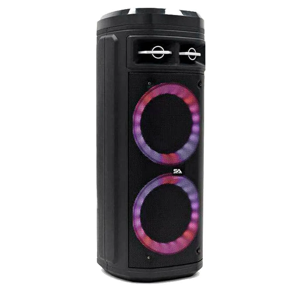 SA-KP206 - Powered Portable Dual 6.5 Inch Party & Karaoke Speaker - Bluetooth, Wireless Microphone and Remote
